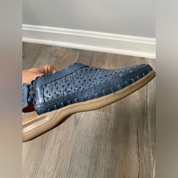 VTG Beacon Euro Flex Huaraches Sandals Leather Blue Mary Jane Size 6 6.5 - Picture 5 of 16